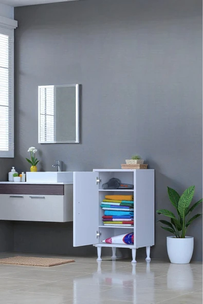Eliusta Sabir 35 cm 2 Raflı Beyaz Banyo Mutfak Dolabı 3 Bölmeli Çok Amaçlı Dolap 35x75x32,5 cm Düzenleyici ürün görseli 1