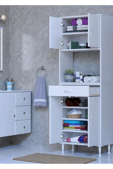 Eliusta Lora Beyaz Dolap 60 cm Genişliği ve 173 cm Yüksekliği İle Dikey Depolama Ünitesi 60x173x32,5 cm ürün görseli 1