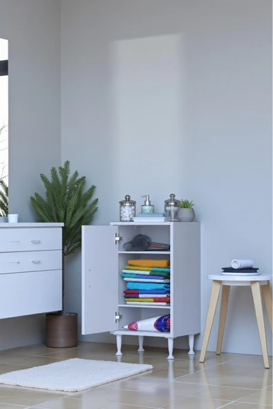 Eliusta Sabir 40 cm 2 Raflı Beyaz Banyo Mutfak Dolabı 3 Bölmeli Çok Amaçlı Dolap 40x75x32,5 cm Düzenleyici ürün görseli 1