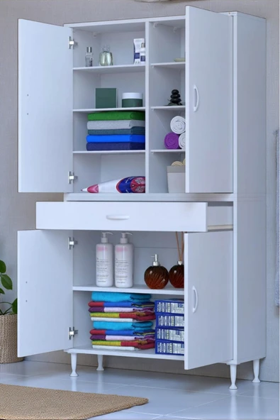 Eliusta Nexa Modüler Dolap  90 Cm Banyo/Mutfak Dolabı Extra Kullanım Alanlı 90x173x32,5 cm Beyaz Dolap ürün görseli 1