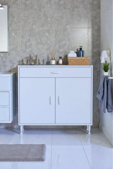 Eliusta Fre 95 cm Çok Amaçlı Dolap 1 Raflı Tek Çekmeceli Banyo Mutfak Dolabı 95x88x32,5 cm Organizer Dolap ürün görseli 1