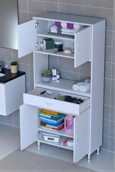 Eliusta Artex  75 cm Yüksek Organizasyonlu Boy Dolabı 75x173x32,5 cm Beyaz Banyo/Mutfak Dolabı ürün görseli 1