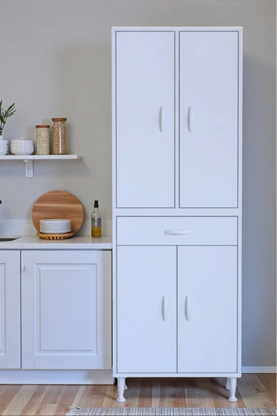 Eliusta Nexa Modüler Dolap  60 Cm Banyo/Mutfak Dolabı Extra Kullanım Alanlı 60x173x32,5 cm Beyaz Dolap ürün görseli 1
