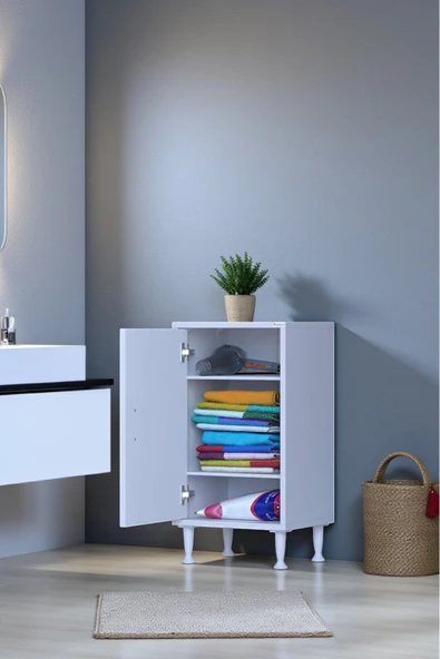 Eliusta Sabir 50 cm 2 Raflı Beyaz Banyo Mutfak Dolabı 3 Bölmeli Çok Amaçlı Dolap 50x75x32,5 cm Düzenleyici ürün görseli 1