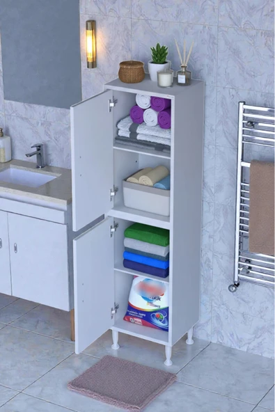 Eliusta Nuve Geniş Depolama Alanlı Dolap 35 cm Banyo/Mutfak Çok Fonksiyonlu 35x138x32,5 cm Saklama Dolabı ürün görseli 1