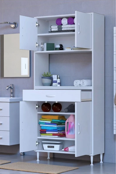 Eliusta Artex  70 cm Yüksek Organizasyonlu Boy Dolabı 70x173x32,5 cm Beyaz Banyo/Mutfak Dolabı ürün görseli 1