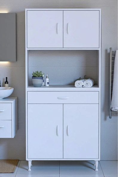Eliusta Artex  80 cm Yüksek Organizasyonlu Boy Dolabı 80x173x32,5 cm Beyaz Banyo/Mutfak Dolabı ürün görseli 1
