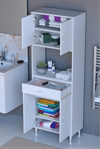 Eliusta Artex  55 cm Yüksek Organizasyonlu Boy Dolabı 55x173x32,5 cm Beyaz Banyo/Mutfak Dolabı ürün görseli 1