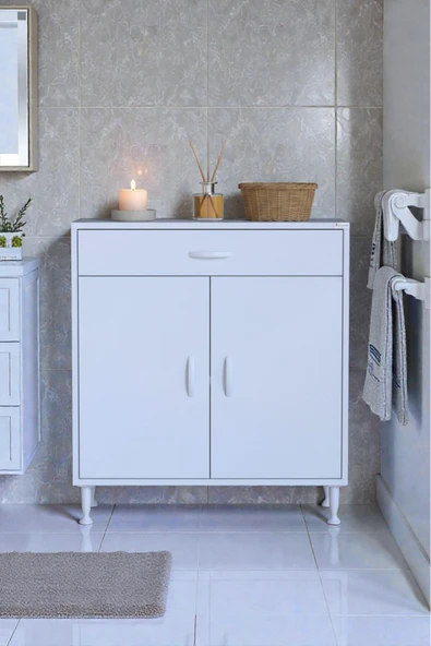 Eliusta Fre 60 cm Çok Amaçlı Dolap 1 Raflı Tek Çekmeceli Banyo Mutfak Dolabı 60x88x32,5 cm Organizer Dolap ürün görseli 1