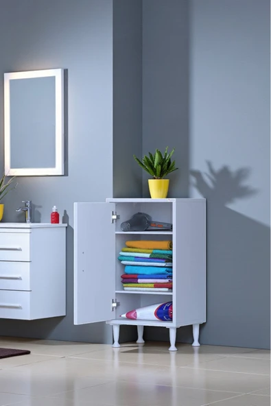 Eliusta Sabir 45 cm 2 Raflı Beyaz Banyo Mutfak Dolabı 3 Bölmeli Çok Amaçlı Dolap 45x75x32,5 cm Düzenleyici ürün görseli 1