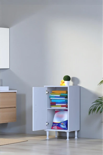 Eliusta Arden 35 cm Beyaz 2 Bölmeli Banyo Düzenleyici Dolap 1 Raflı Çok Amaçlı Mutfak Dolabı 35x75x32,5 cm ürün görseli 1