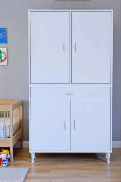 Eliusta Nexa Modüler Dolap  85 Cm Banyo/Mutfak Dolabı Extra Kullanım Alanlı 85x173x32,5 cm Beyaz Dolap ürün görseli 1