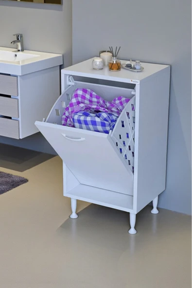 Eliusta Sare 45 cm Beyaz Sepetli Banyo Dolabı,Mutfak Dolabı 45x75x32,5 cm Oyuncak Sepeti Çok Amaçlı Dolap ürün görseli 1
