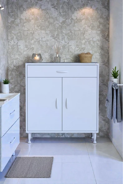 Eliusta Fre 85 cm Çok Amaçlı Dolap 1 Raflı Tek Çekmeceli Banyo Mutfak Dolabı 85x88x32,5 cm Organizer Dolap ürün görseli 1