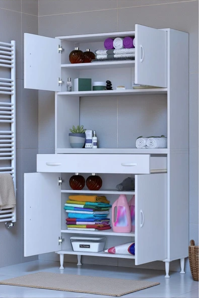 Eliusta Artex  90 cm Yüksek Organizasyonlu Boy Dolabı 90x173x32,5 cm Beyaz Banyo/Mutfak Dolabı ürün görseli 1