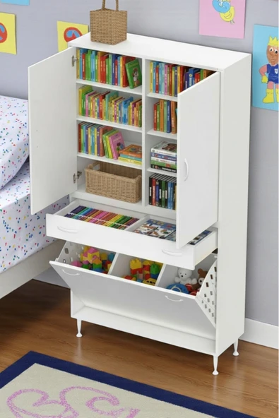Eliusta Reli Dolap Beyaz Çok Kullanımlı 90 cm Eninde Banyo Dolabı 90x171x32,5 cm 2 Kapak 6 Raf Dolap ürün görseli 1