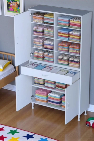 Eliusta Funci Beyaz Renk G:90 cm Banyo Dolabı 3 Kapaklı 7 Raflı Dolap 90x173x32,5 cm Boyutlarında Dolap ürün görseli 1