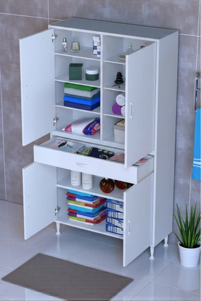 Eliusta Nexa Modüler Dolap  100 Cm Banyo/Mutfak Dolabı Extra Kullanım Alanlı 100x173x32,5 cm Beyaz Dolap ürün görseli 1