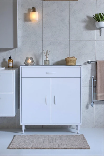 Eliusta Fre 75 cm Çok Amaçlı Dolap 1 Raflı Tek Çekmeceli Banyo Mutfak Dolabı 75x88x32,5 cm Organizer Dolap ürün görseli 1