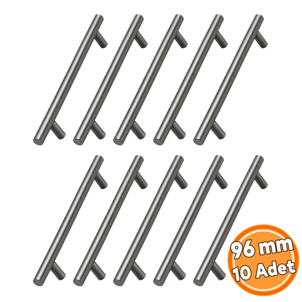 (10 Adet) Titanyum Renk 96 mm 9,6 cm Metal Mobilya Mutfak Dolap Çekmece Dolabı Kulbu Kulpu Kulpları ürün görseli 1