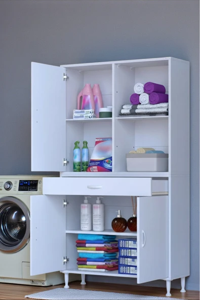 Eliusta Vellum Beyaz Dolap 95x173x32,5 cm Ebatlarında Çok Fonksiyonlu 95 cm Genişlikte Banyo Dolabı ürün görseli 1