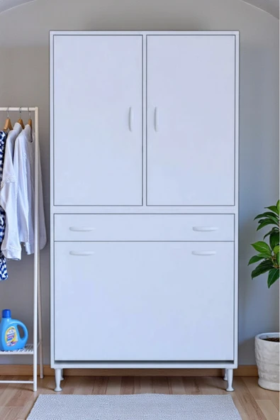 Eliusta Reli Dolap Beyaz Çok Kullanımlı 95 cm Eninde Banyo Dolabı 95x171x32,5 cm 2 Kapak 6 Raf Dolap ürün görseli 1