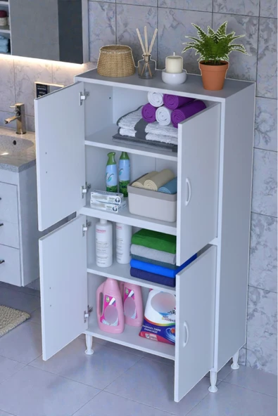 Eliusta Nuve Geniş Depolama Alanlı Dolap 80 cm Banyo/Mutfak Çok Fonksiyonlu 80x138x32,5 cm Saklama Dolabı ürün görseli 1