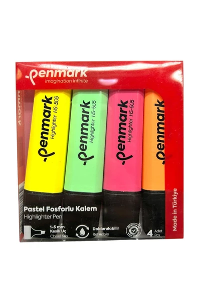 FOSFORLU KALEM 4 LÜ ASETAT KARIŞIK RENK PASTEL HS-505-4P 709701 ürün görseli 1
