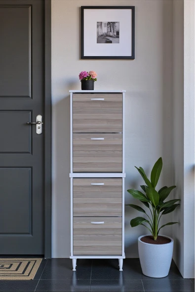 Eliusta Elenio 52 cm Genişlik Cordoba Renk Ayaklı 4 Kapaklı Ayakkabılık 52x168x26 cm Ayakkabılık ürün görseli 1