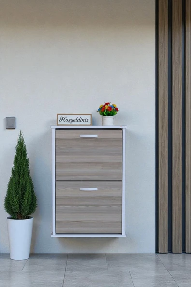 Eliusta Holen Cordoba Renk Ayakkabılık 2 Düşer Kapak 52 cm Genişlik Kapı Önü Asma Ayakkabılık 52x74x26 cm ürün görseli 1