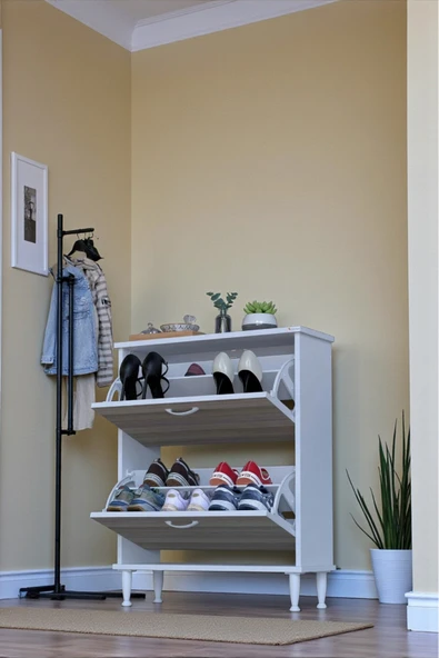 Eliusta Antrex 72 cm Cordoba 2 Düşer Kapaklı Ayakkabılık 72x90x26 cm Ayaklı 4 Bölmeli Ayakkabılık ürün görseli 1