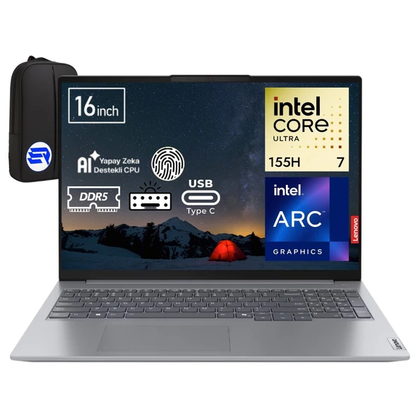 Lenovo Thinkbook 16 G7 Iml Ultra 7-155H 32GB Ram 512GB SSD Arc Graphics 16" Wuxga WIN11 Pro 21MS008RTREP2 + Elektropasaj Çanta ürün görseli 1