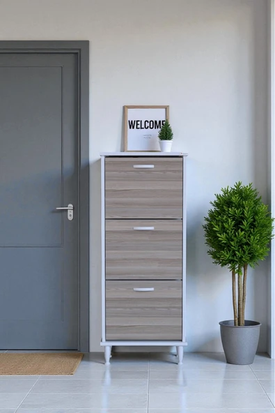 Eliusta Nefes Ayaklı 52 cm Ayakkabılık Kapı Önü/Antre 3 Düşer Kapaklı Cordoba 52x127x26 cm  Ayakkabılık ürün görseli 1
