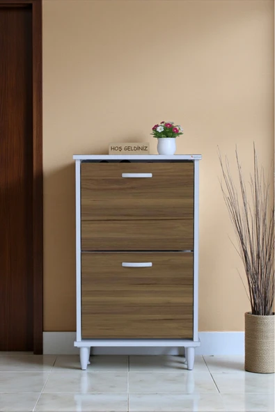 Eliusta Kalvo 52 cm Genişlikte Ceviz Renk Ayakkabılık 52x86x26 cm Ayaklı Ayakkabılık ürün görseli 1