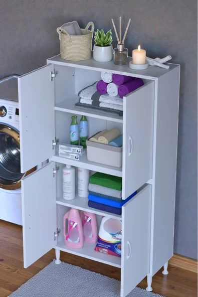 Eliusta Nuve Geniş Depolama Alanlı Dolap 85 cm Banyo/Mutfak Çok Fonksiyonlu 85x138x32,5 cm Saklama Dolabı ürün görseli 1