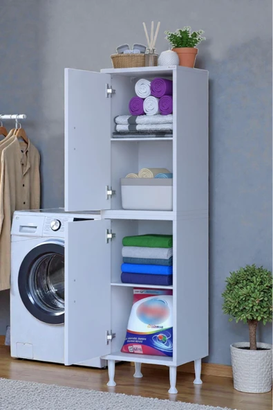 Eliusta Nuve Geniş Depolama Alanlı Dolap 50 cm Banyo/Mutfak Çok Fonksiyonlu 50x138x32,5 cm Saklama Dolabı ürün görseli 1