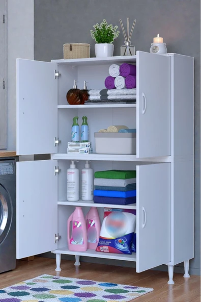 Eliusta Nuve Geniş Depolama Alanlı Dolap 100 cm Banyo/Mutfak Çok Fonksiyonlu 100x138x32,5 cm Saklama Dolabı ürün görseli 1