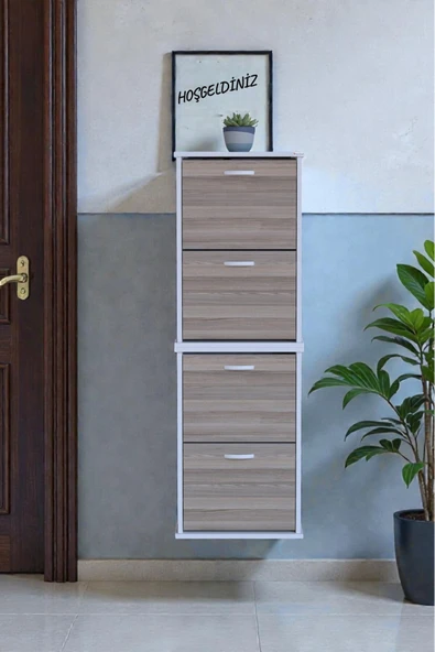 Eliusta Slim 4 Düşer Kapaklı 52 cm Cordoba Asma Ayakkabılık Kapı Önü/Antre 52x156x26 cm Ayakkabılık ürün görseli 1