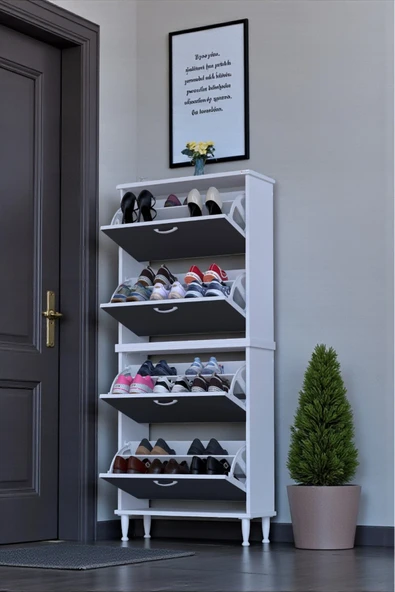 Eliusta Berry Antrasit 8 Raflı 4 Düşer Kapaklı Ayakkabılık  72 cm Genişlik x 168x26 cm  Ayakkabılık ürün görseli 1