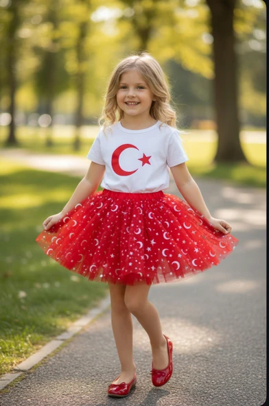 GALA kız çocuk tütülü AY YILDIZLI etek ürün görseli 1