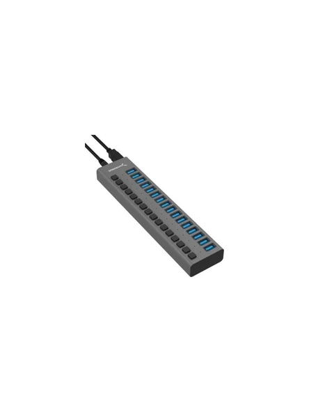 SABRENT HB-PU16 USB 3.0 16 Port USB Hub Çoklayıcı Alüminyum Güç Şalterli ve LED li Güç Kaynağı ürün görseli 1