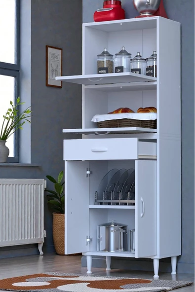 Eliusta Solaira 55 cm Genişlik Kapaklı Mutfak Dolabı 4 Kapaklı, Çekmeceli Çok Amaçlı Mutfak/Banyo Dolabı ürün görseli 1