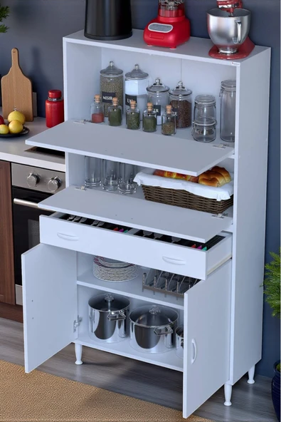 Eliusta Solaira 100 cm Genişlik Kapaklı Mutfak Dolabı 4 Kapaklı, Çekmeceli Çok Amaçlı Mutfak/Banyo Dolabı ürün görseli 1