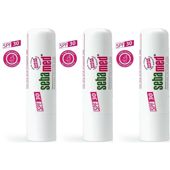 Sebamed Dudak Koruyucu Bakım Kremi Stick 30 SPF 4.8GR (Çatlamış ve Hassas Nemlendiricili) (3 Lü Set) ürün görseli 1