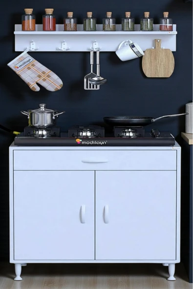 Eliusta Yankı 56 cm Derinlik 75 cm Genişlikte Dolap Baharat Raflı Set Üstü Ocak Uyumlu 75x88x56 cm Dolap ürün görseli 1