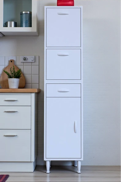 Eliusta Solaira 35 cm Genişlik Kapaklı Mutfak Dolabı 3 Kapaklı, Çekmeceli Çok Amaçlı Mutfak/Banyo Dolabı ürün görseli 1