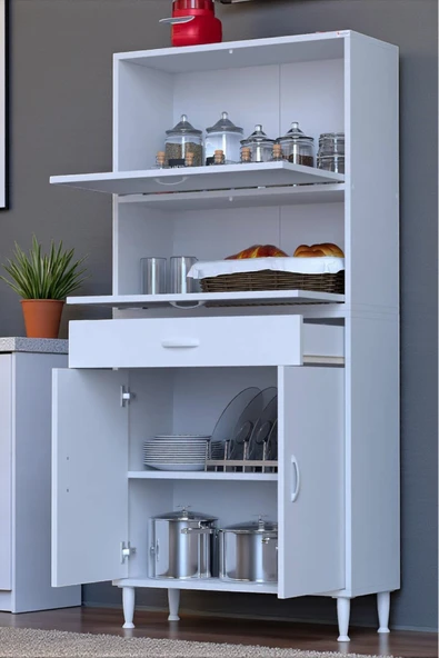Eliusta Solaira 85 cm Genişlik Kapaklı Mutfak Dolabı 4 Kapaklı, Çekmeceli Çok Amaçlı Mutfak/Banyo Dolabı ürün görseli 1