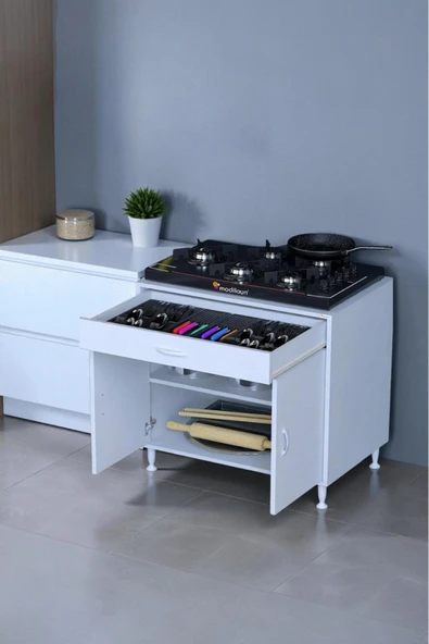Eliusta Nehir 70 cm Mutfak Dolabı Çok Amaçlı Ankastre Set Ocak Dolabı 70x88x48 cm Raflı 2 Bölmeli Dolap ürün görseli 1