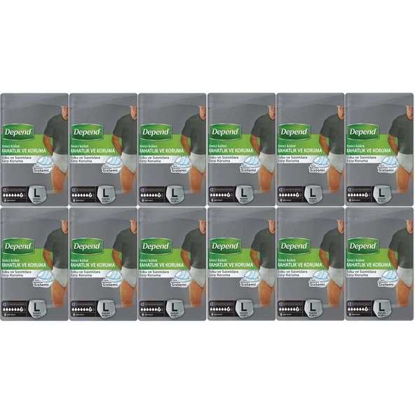 Depend Emici Külot Pants Yetişkin Bezi L - Büyük - Large Erkek 96 Adet (12PK*8) ürün görseli 1