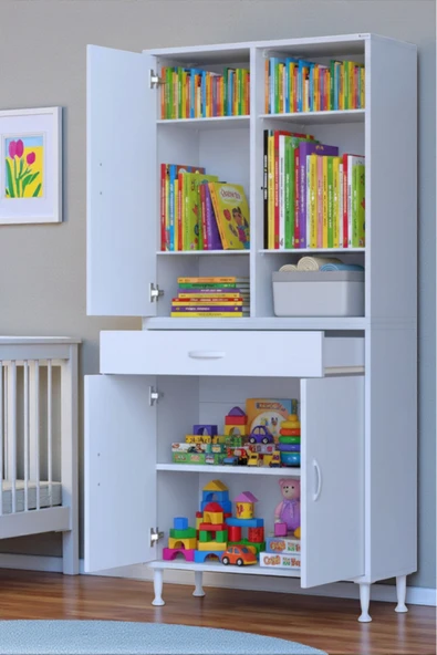 Eliusta Rivo 4 Raflı Banyo/Mutfak Dolabı 75 cm Beyaz Renkli  Çok Amaçlı Dolap 75x173x32,5 cm Ebatlarında ürün görseli 1